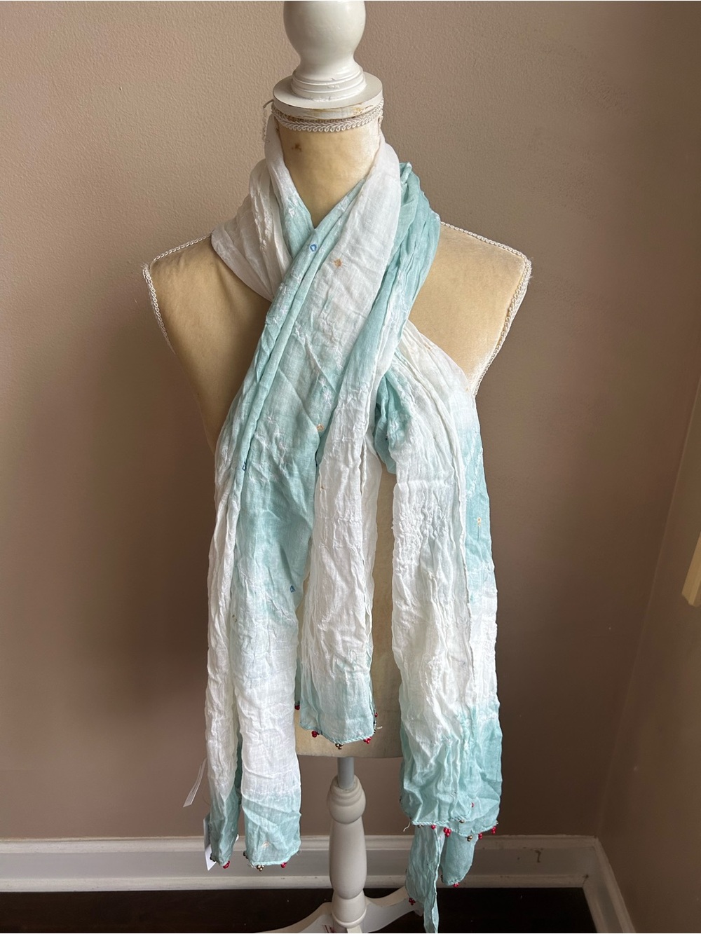 Womens Scarf Multicolor Tye Dye Bandini Cotton Edges New 5000-3102